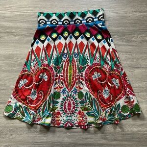 Desigual Multicolor A-Line Skirt with Red and Green Accents